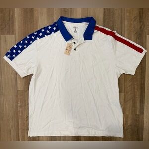 RedHead Men’s White Polo with American Flag detail